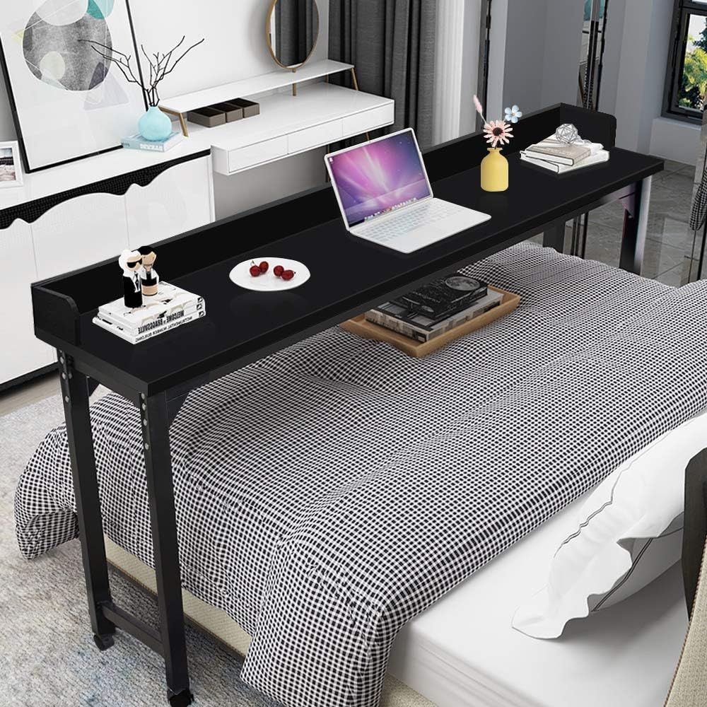 71 Inches Mobile Overbed Table Laptop Desk with Wheels L480103