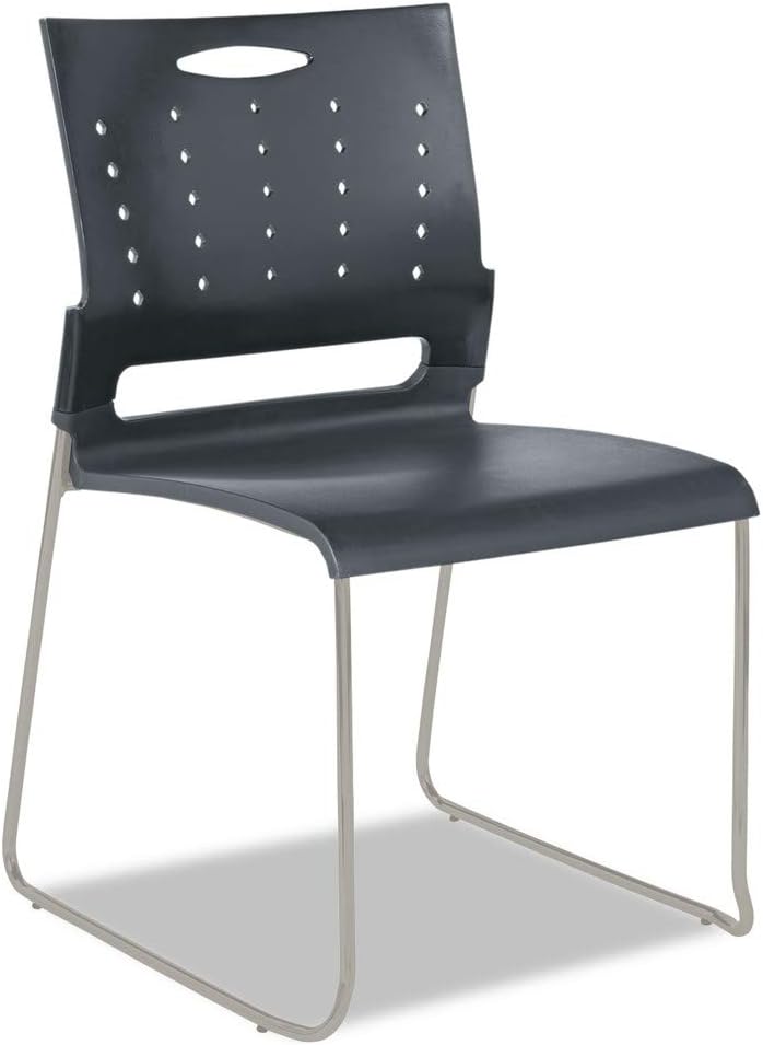 Charcoal Gray Perforated Back Stacking Chairs K949353