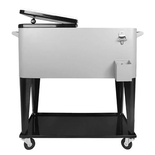 80 Quart Rolling Ice Chest on Wheels and Handle Q350