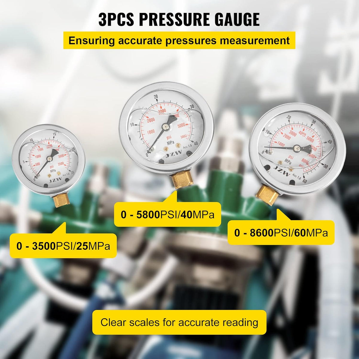 Hydraulic Pressure Test Kit 25/40/60Mpa 9 Couplings W9221