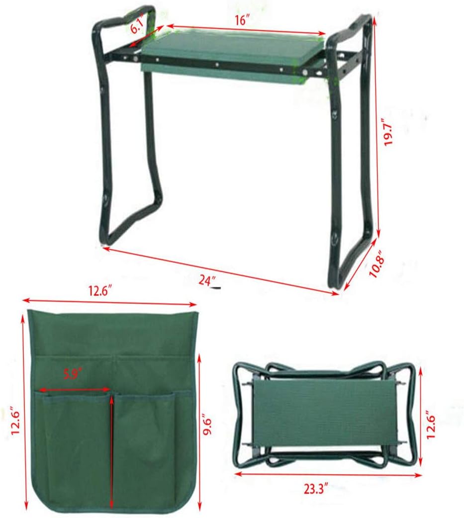 Foldable Garden Kneeler Stool with Tool Pouch and Kneeling Pad F73171