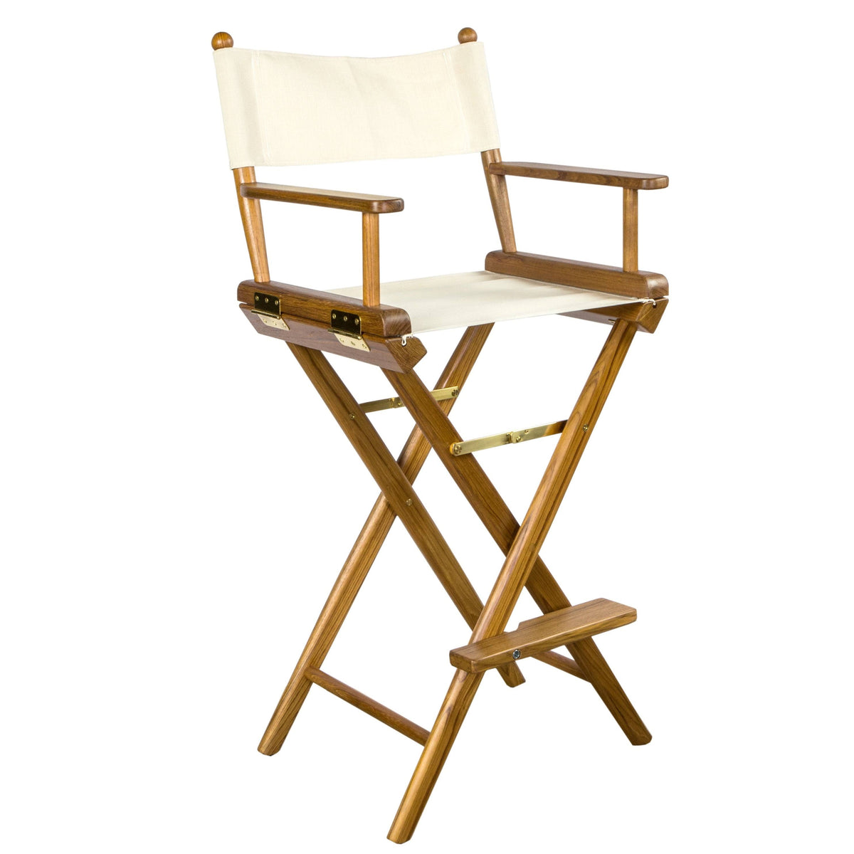 Teak Captain's Chair with Blue Seat Covers D809302