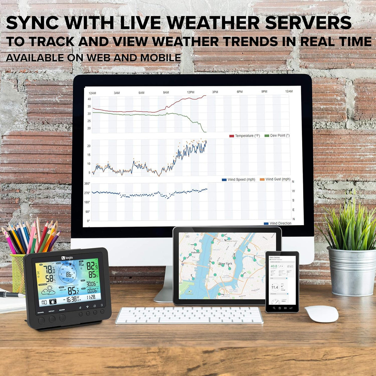 5-in-1 Wi-Fi Weather Station with Wireless LED Color Console P144255