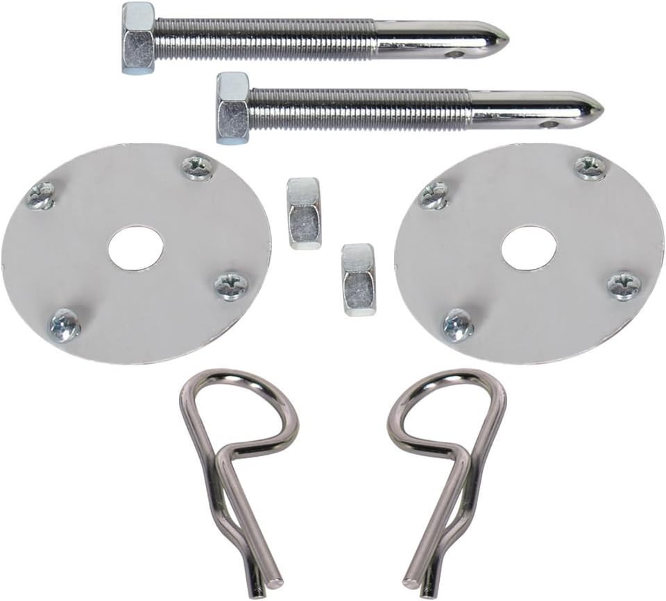 Chrome Steel Hood Pin Clip Kit 18 Pcs Pack of 2 W112