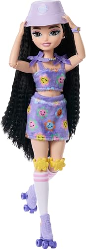 Renee Posable Roller Skating Fashion Doll with Black Hair, 12 Pieces C5970