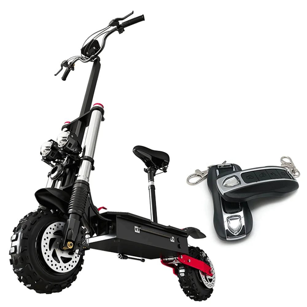 Dual Motor Electric Scooter with Seat, 60V 5600W, 11 inch Off-Road Tire O789