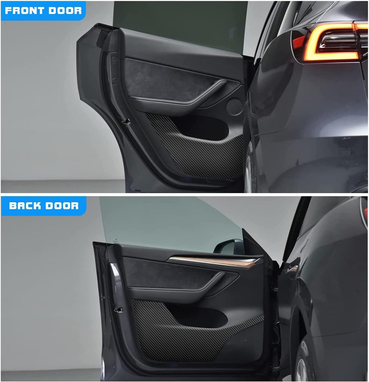 Compatible with Tesla Model Y Side Door Anti-Kick Threshold Protection Carbon Fiber Texture Decal R905