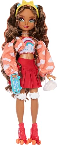 Renee Posable Roller Skating Fashion Doll with Black Hair, 12 Pieces C5970