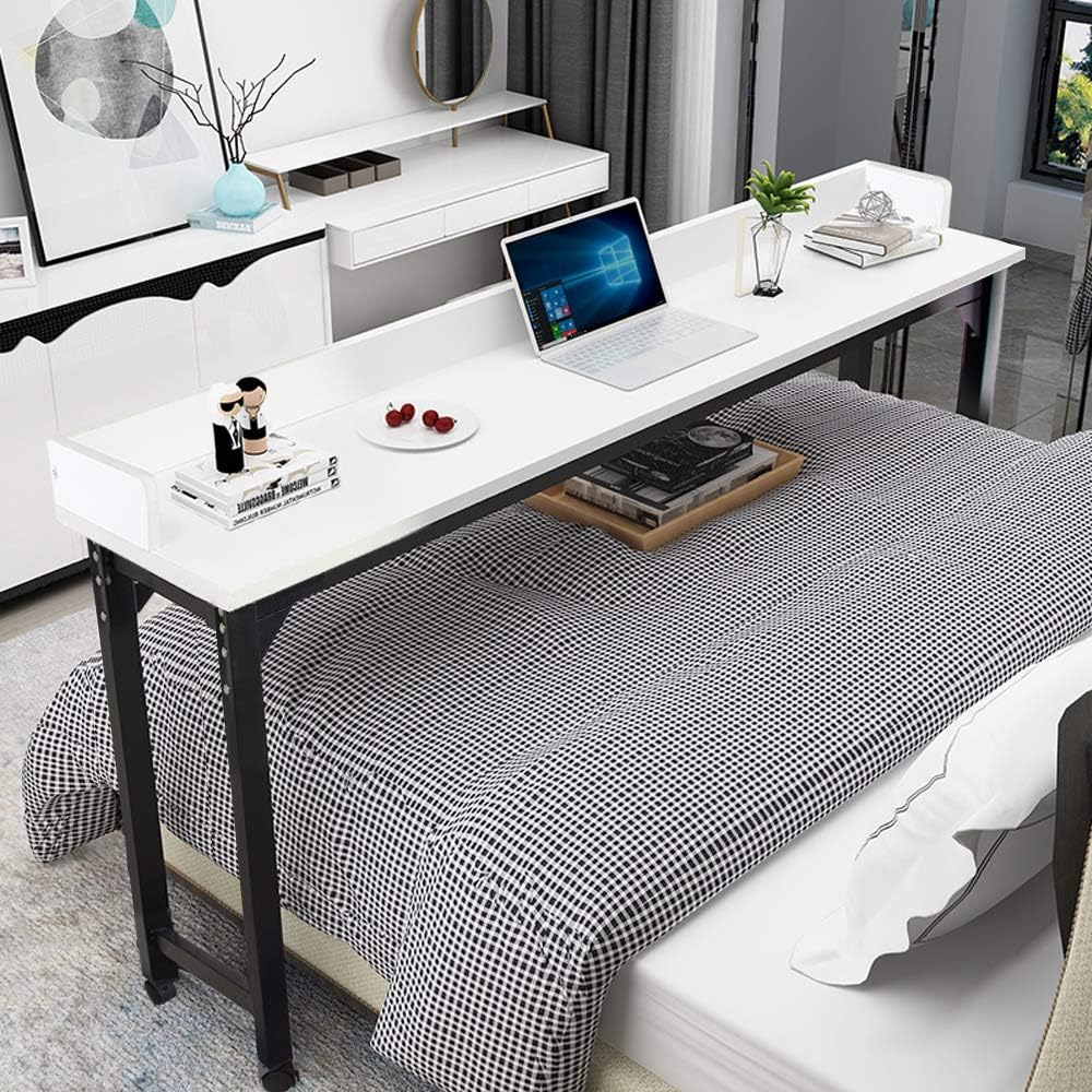 71 Inches Mobile Overbed Table Laptop Desk with Wheels L480103