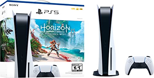 Playstation 5 Disc Version Console Horizon Forbidden West Bundle - 4K-TV Gaming, 16GB GDDR-6 RAM, 8K Output, WiFi 6, Ultra-High Speed 825GB SSD P64483