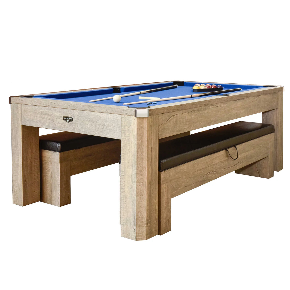 Rustic Gray 7-ft Pool Table Combo Set with Benches W844