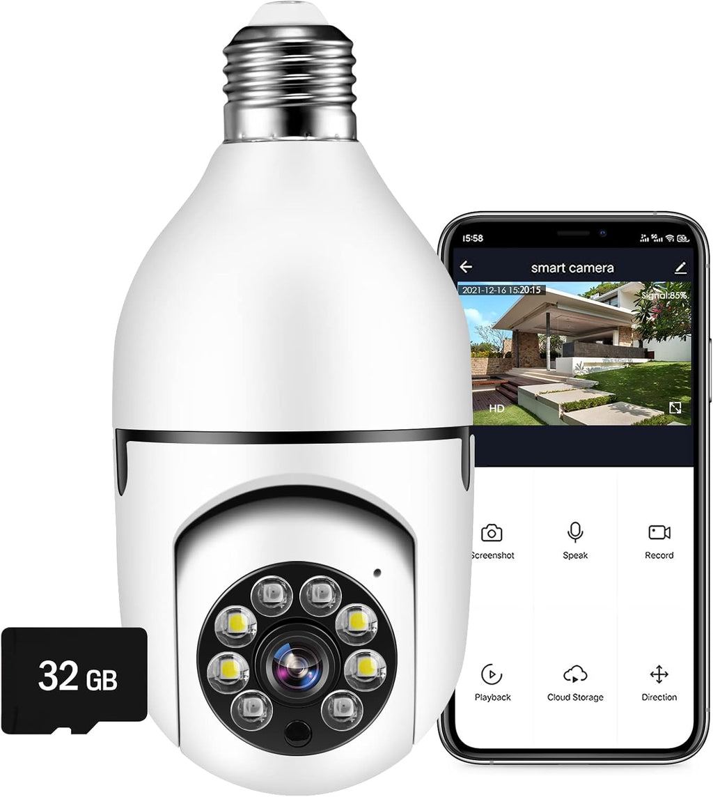 2 Pack 1080P Pan Tilt Wireless Security Light Bulb Camera O304265