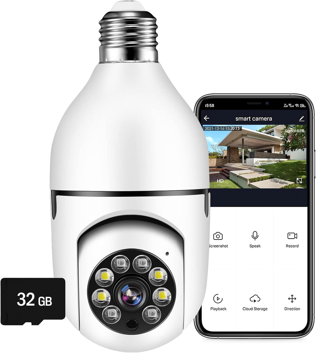 2 Pack 1080P Pan Tilt Wireless Security Light Bulb Camera O304265