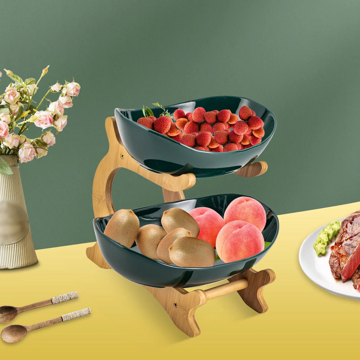 2-Tier Kitchen Countertop Fruit Bowl Fruit Basket H775154