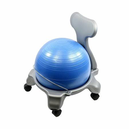 15 inch Plastic Exercise Ball Chair with Back and Wheels, Blue M32539