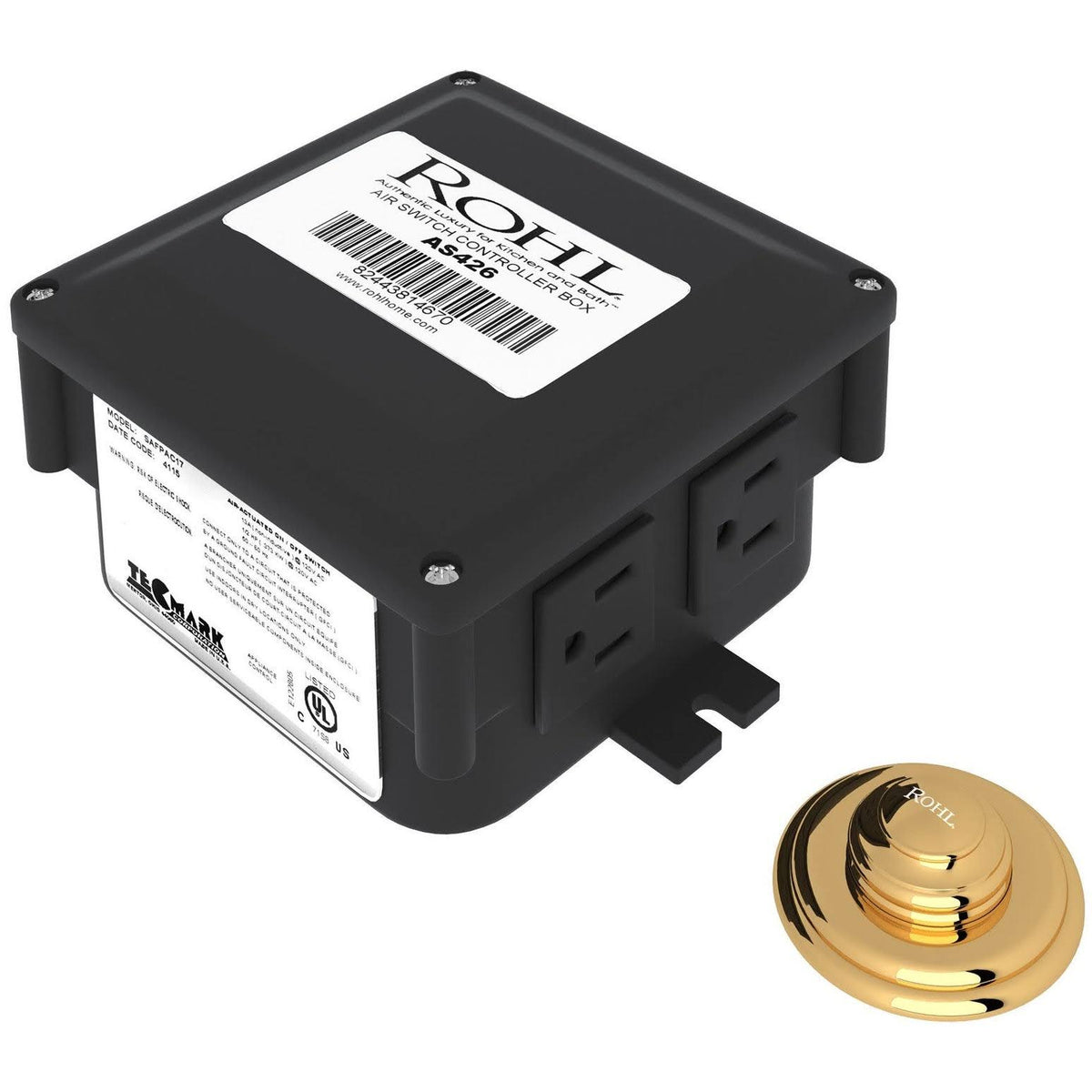 Unlacquered Brass Waste Disposal Control Box with Air Switch Button D45449