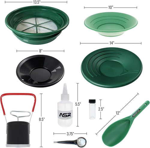 11pc Gold Prospecting Kit with Classifier Screen and Gold Pans D330537