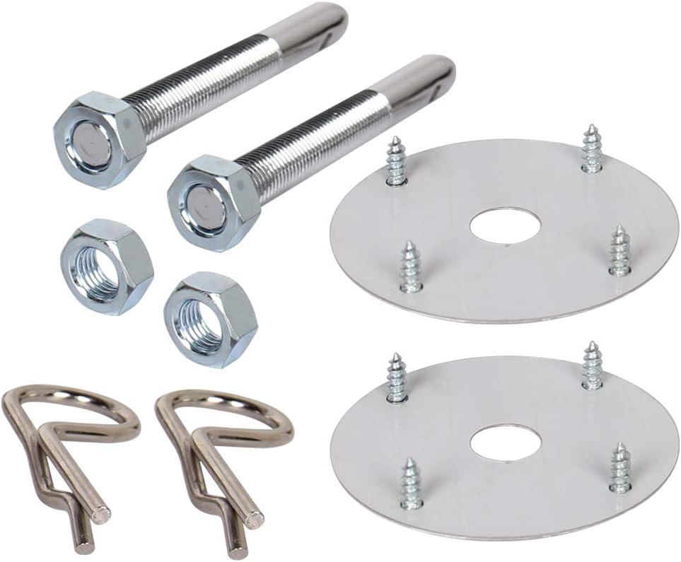 Chrome Steel Hood Pin Clip Kit 18 Pcs Pack of 2 W112