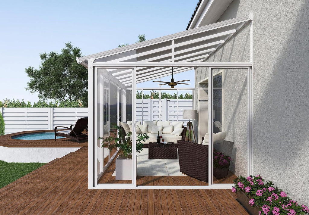 White 10x14 Enclosed Patio Cover Polycarbonate Shelter U227990