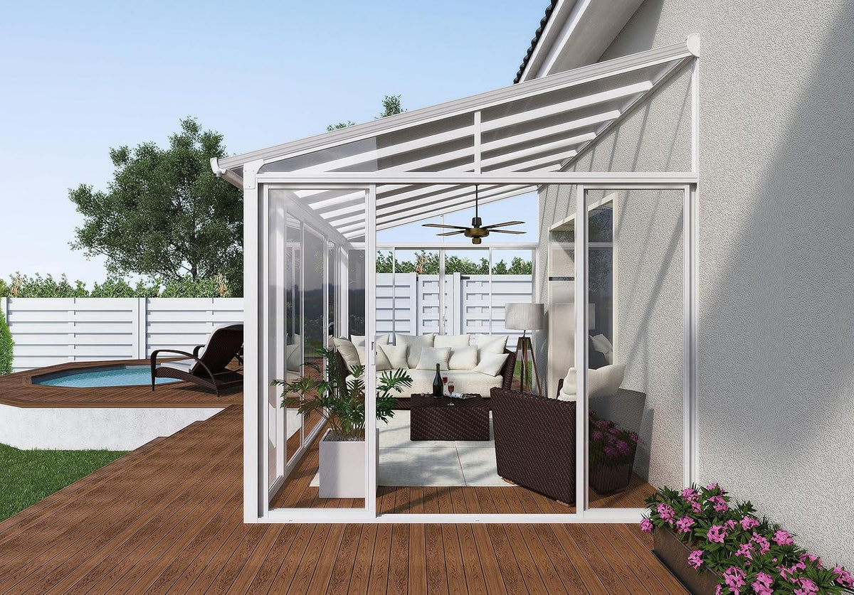 White 10x14 Enclosed Patio Cover Polycarbonate Shelter U227990