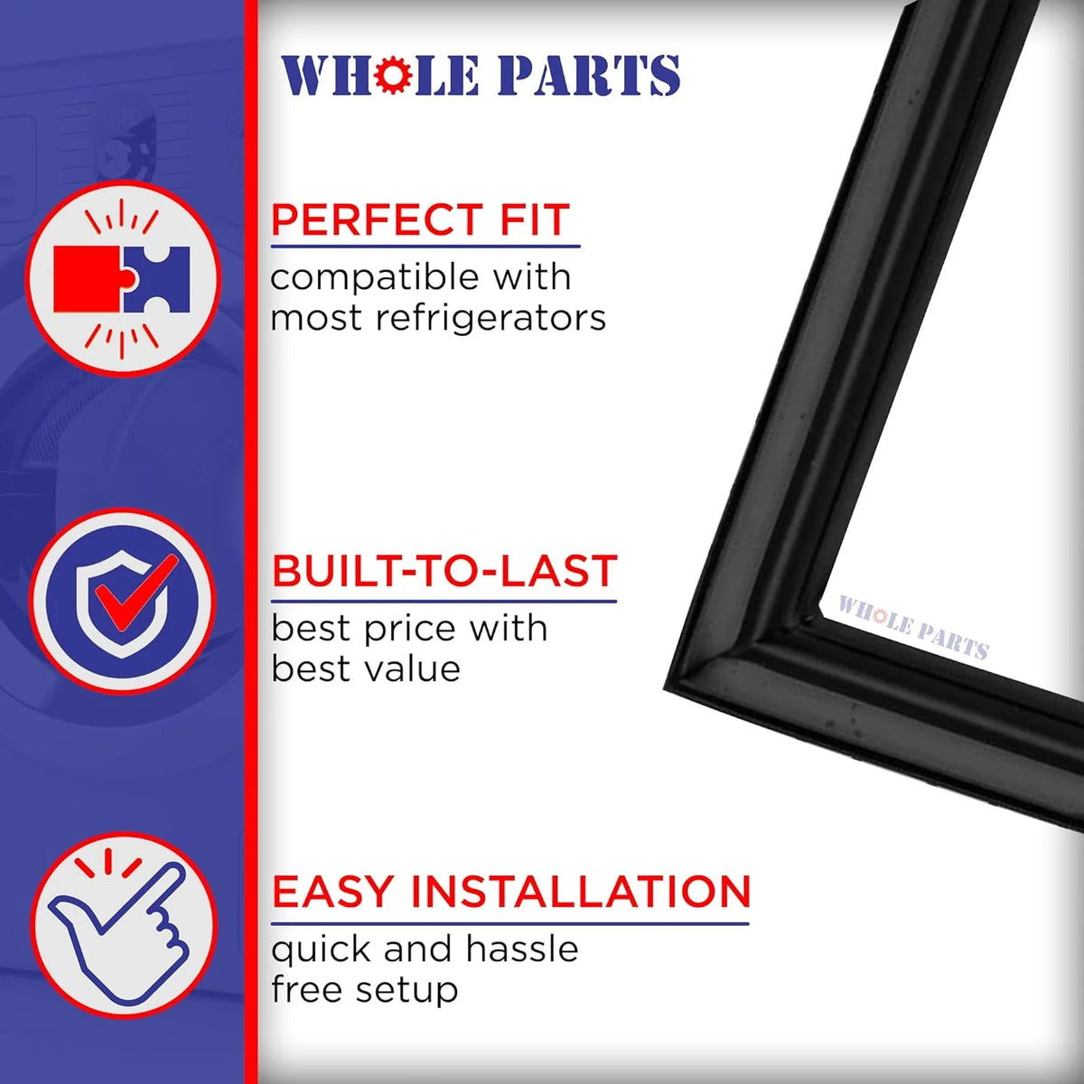 Refrigerator Fresh Food Door Gasket Black V994