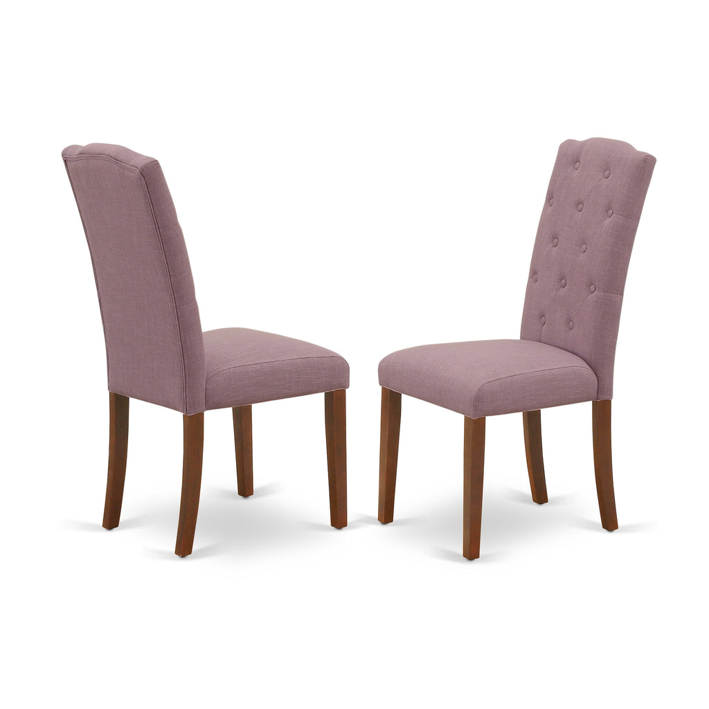 Set of 2 Linen Fabric Chairs with Mahogany Leg A491