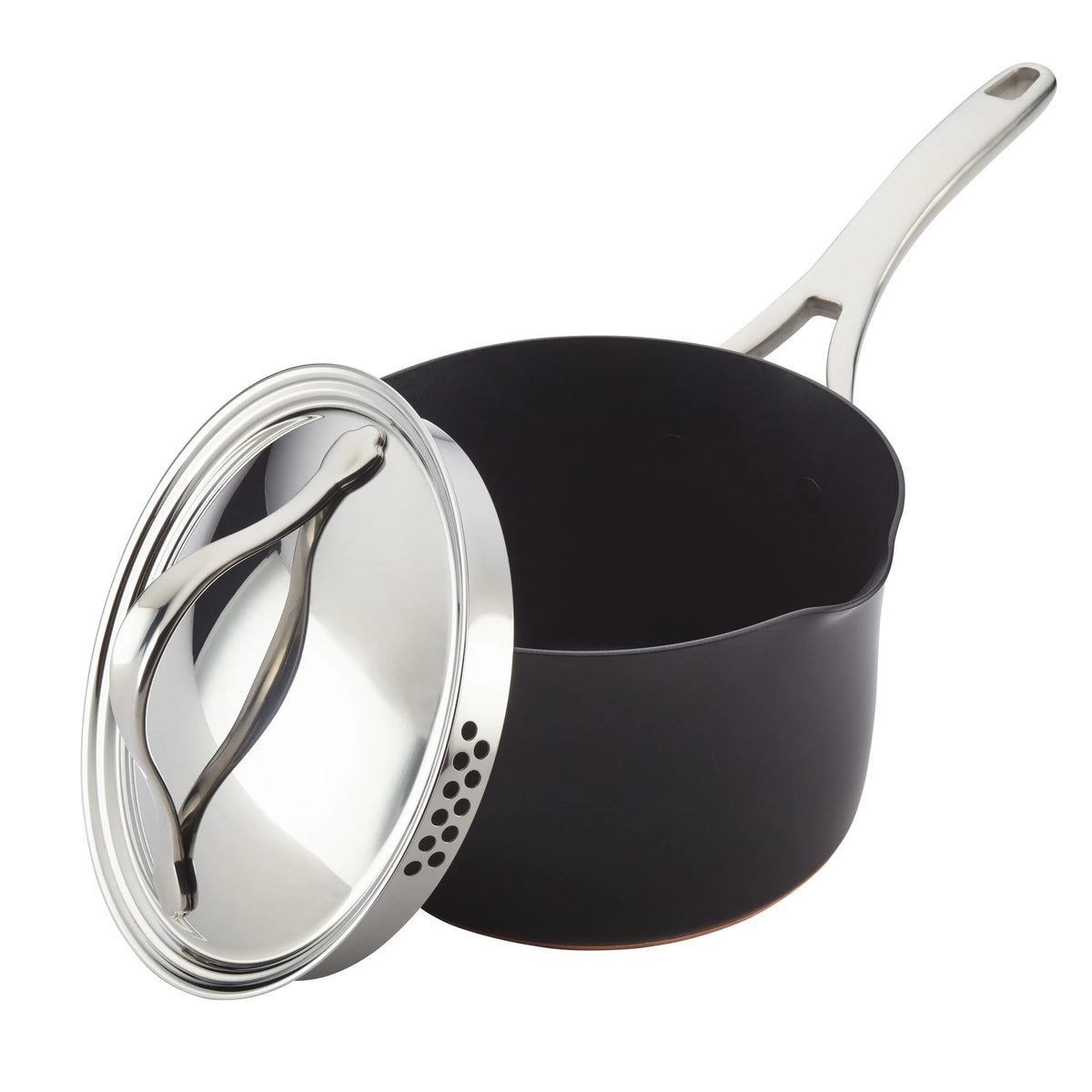Hard-Anodized Nonstick Straining Saucepan, 3.5-Quart L7127
