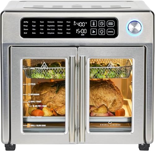 Extra Large French Door Air Fryer Toaster Oven Combo, 26QT Stainless Steel W800789