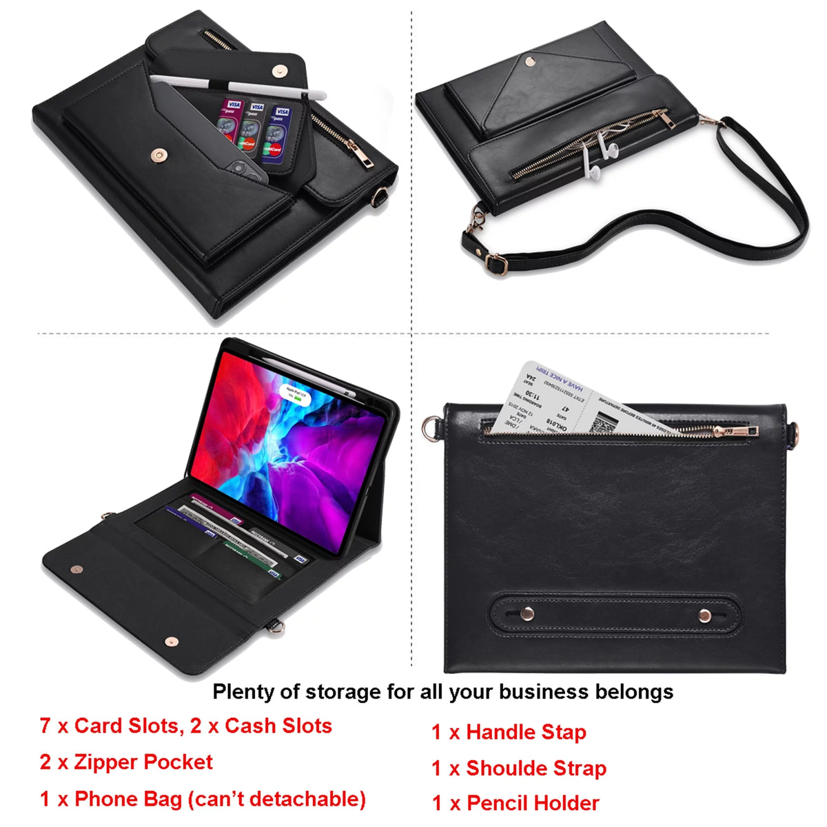 Black PU Leather Folio Case for iPad Pro 11 Inch Y53978