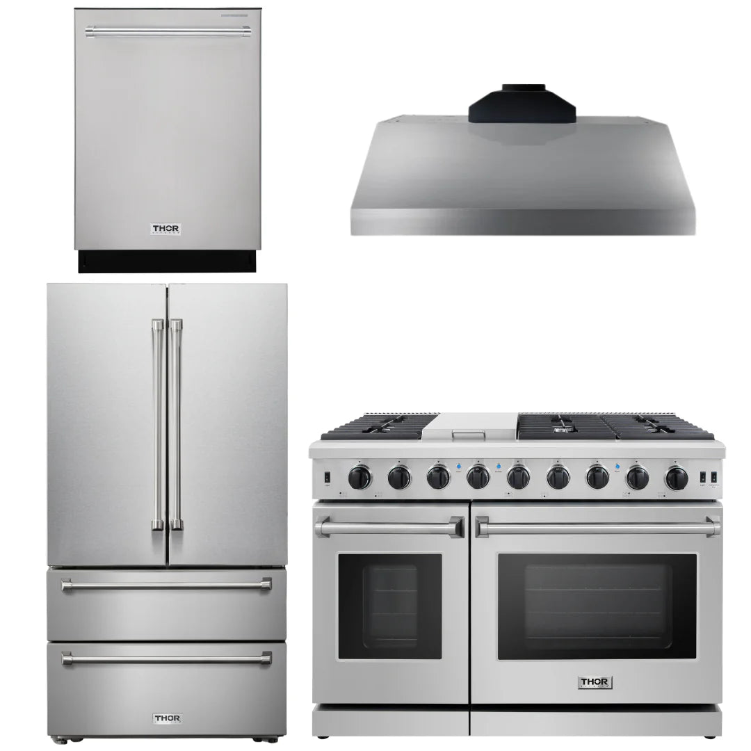 48 In. Propane Gas Range, Range Hood, Dishwasher, Refrigerator L5342