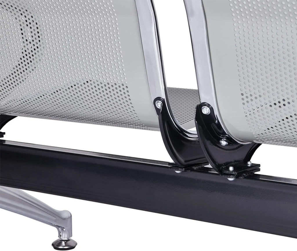Waiting Room Reception Chairs with Arms, 3 Seats, Silver D258