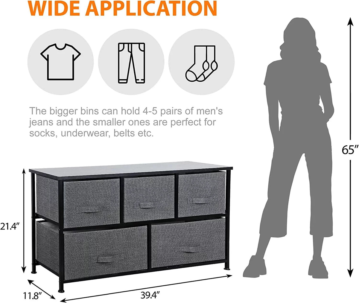 2 Tiers Steel Frame Wide Dresser Storage Tower Z49127