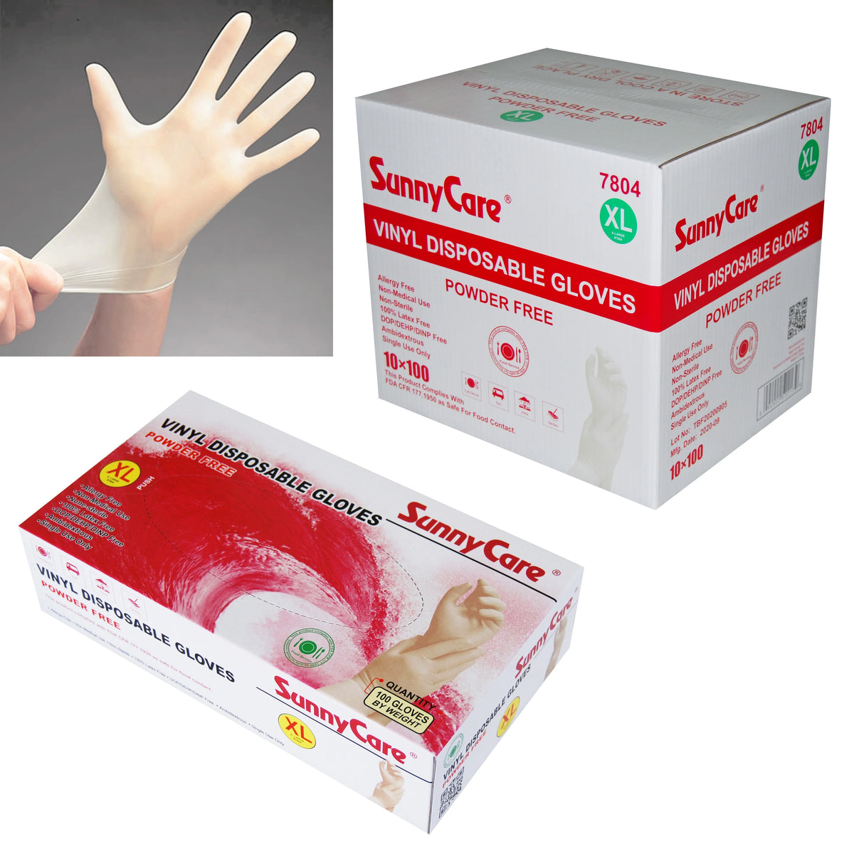 1000pcs Powder Free Disposable Vinyl Gloves XL I714728