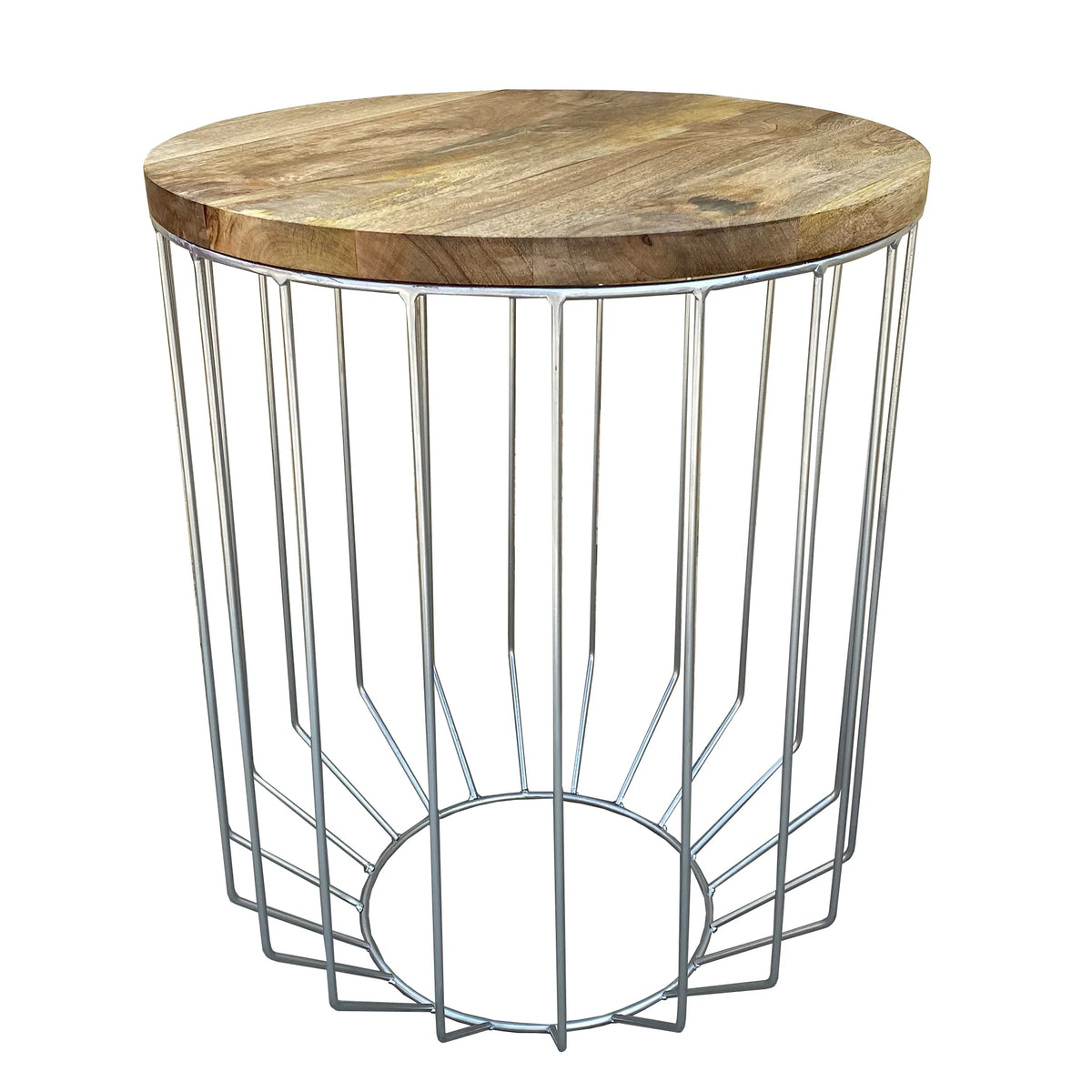 25 Inch Mango Wood Round Side End Accent Table U9333