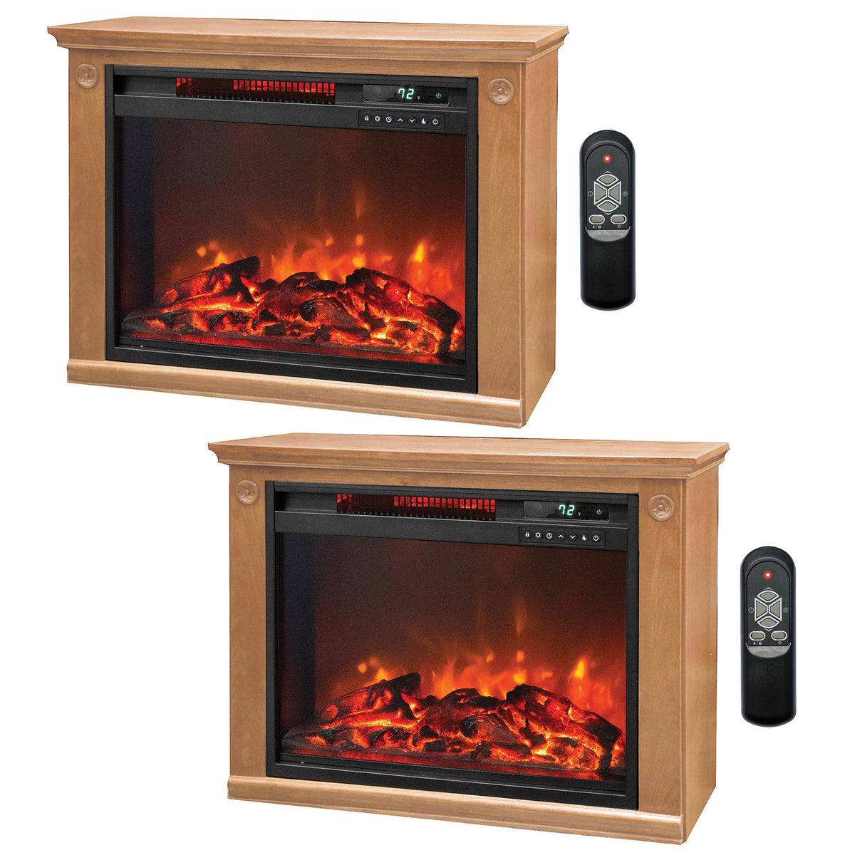 Quartz Infrared Electric Freestanding Portable Fireplace Heaters (Pair) T2175