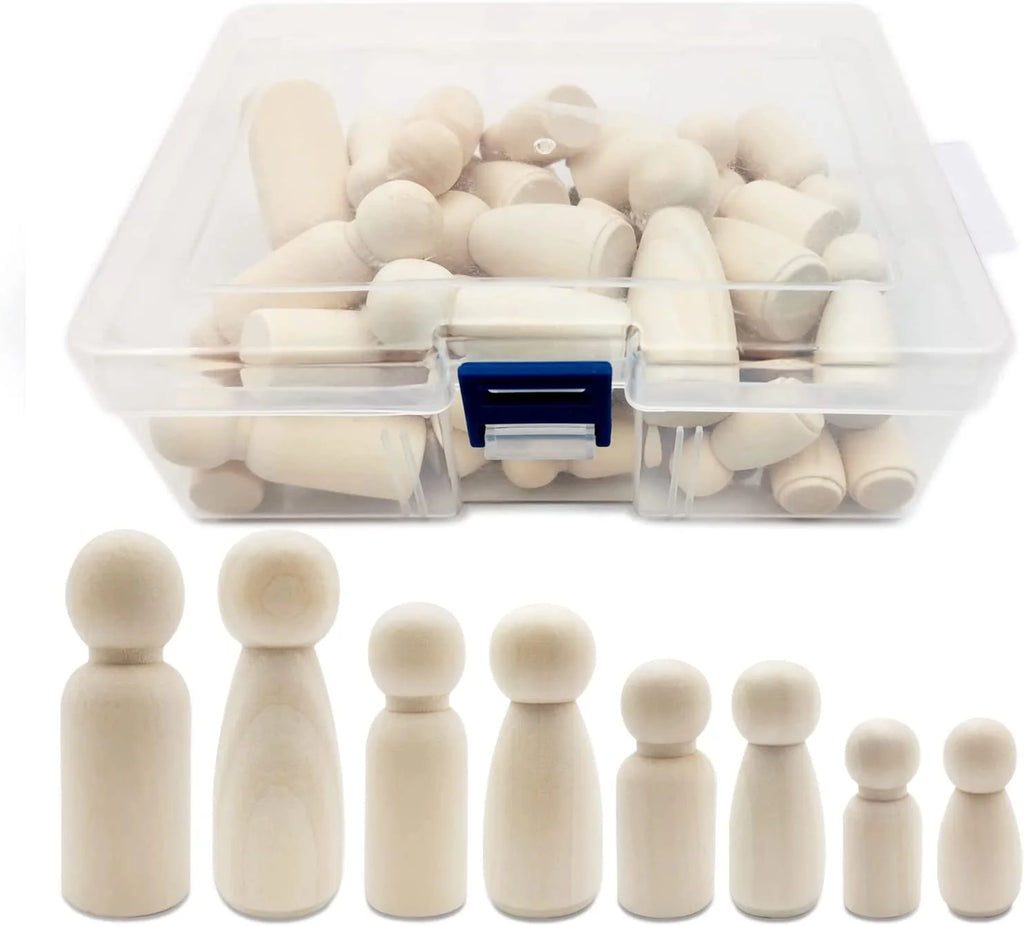 50Pcs Wooden Peg Dolls 35-65mm DIY Arts Crafts P50859