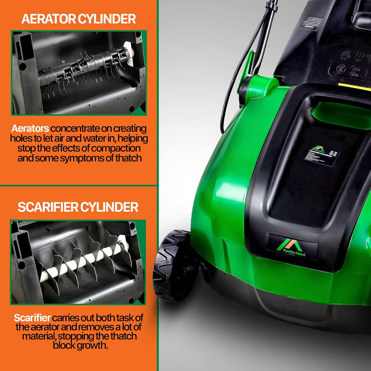 2 in 1 Corded Electric Walk Behind Scarifier Lawn Dethatcher with Collection Bag F76161