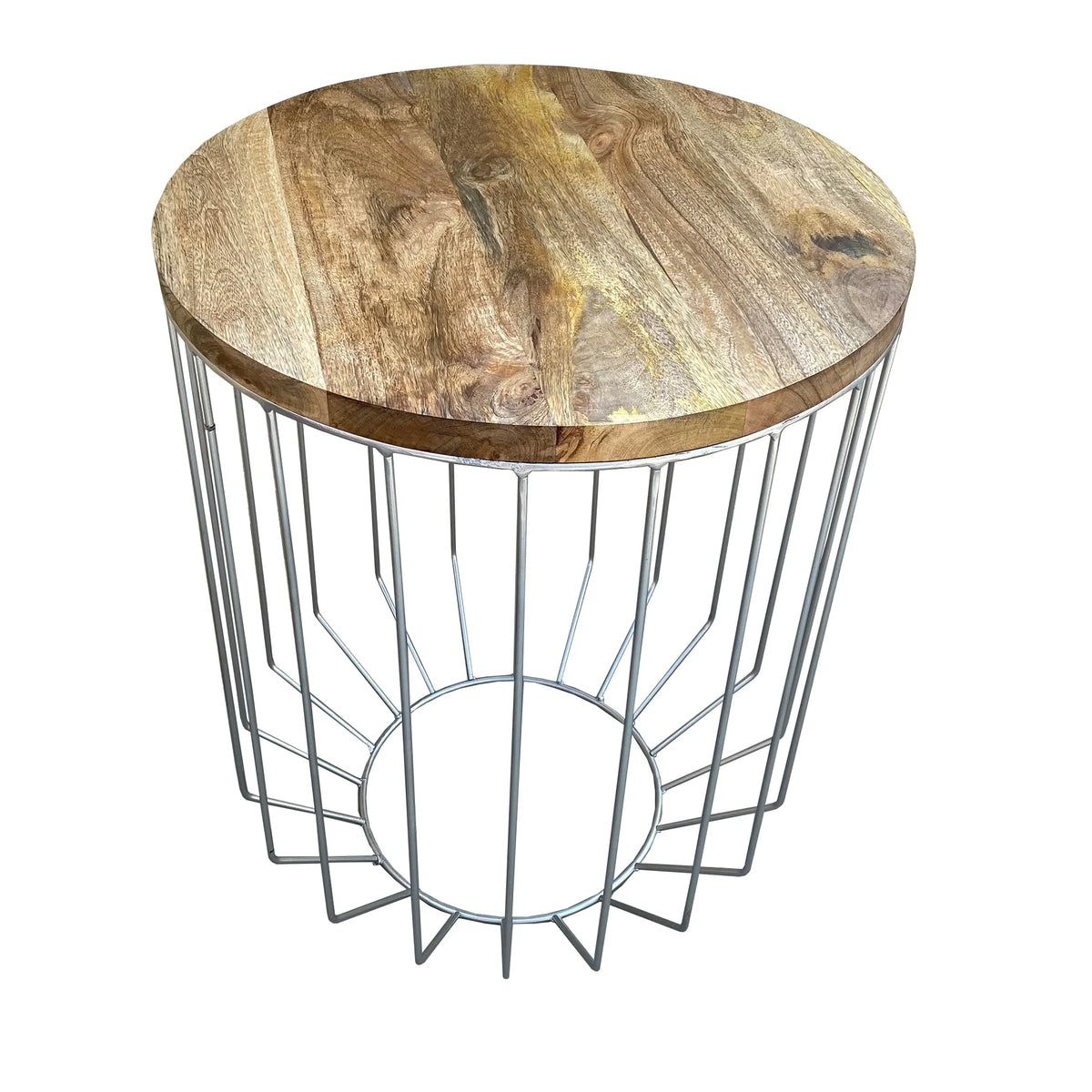 25 Inch Mango Wood Round Side End Accent Table U9333