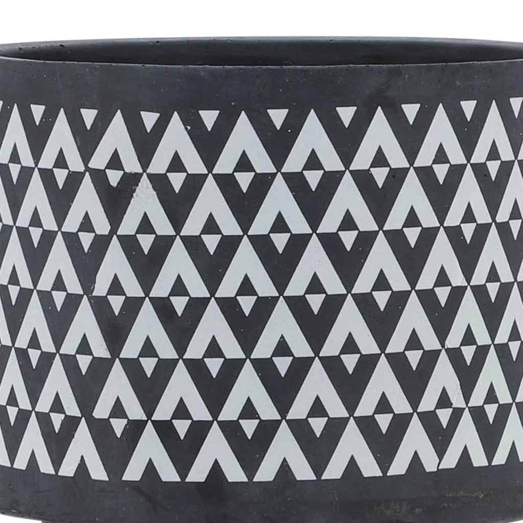 Ceramic Aztec Planter on Wooden Stand, Gray, 8"L X 8"W X 9"H M188885