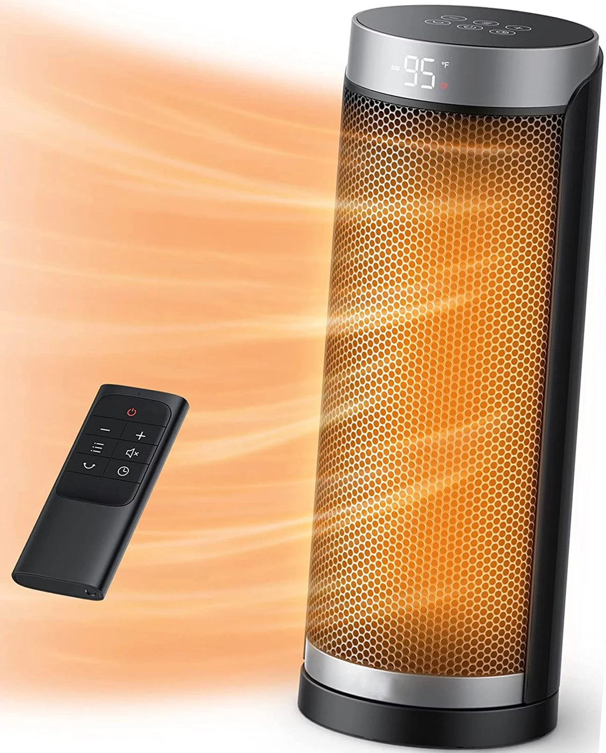 1500W Electric Ceramic Space Heater with Remote, Black, 16 inch R275