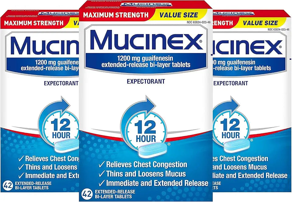 Maximum Strength Chest Congestion Expectorant 12 Hour Tablets 42 Count Pack of 3 V667897