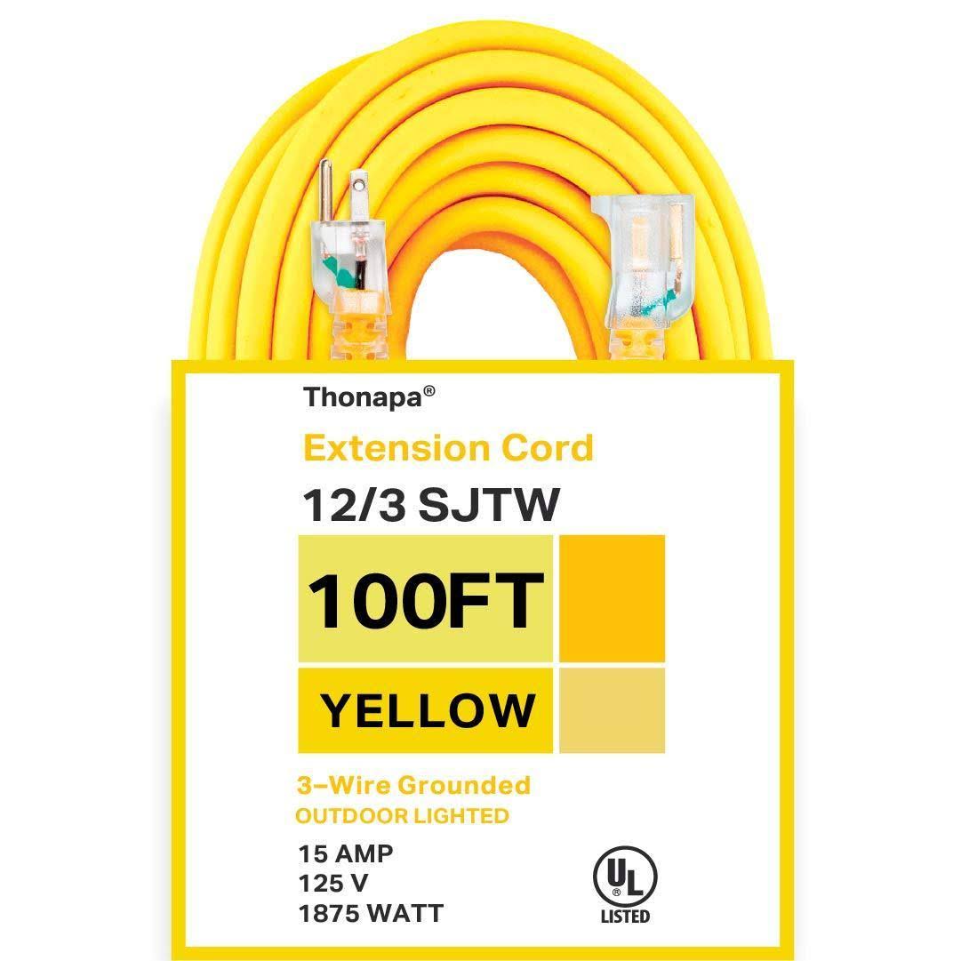 100 Foot 12/3 Heavy Duty Yellow Extension Cord M375627