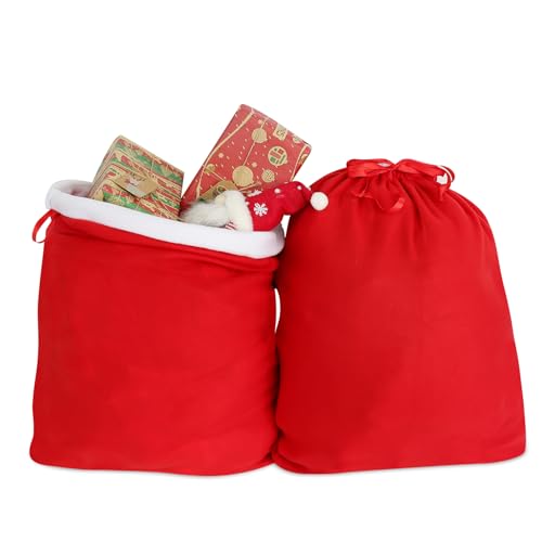 2Pcs Christmas Velvet Bags with Drawstring E686313
