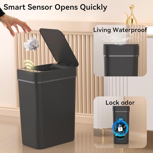 3 Pack 2.6 Gallon Touchless Motion Sensor Trash Can M544431