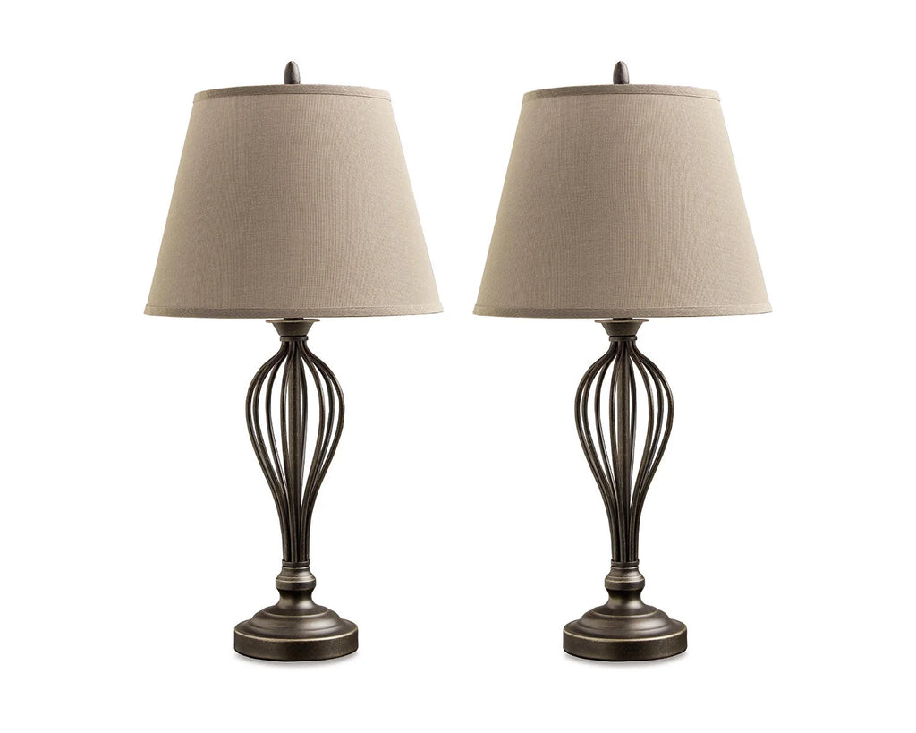 Antique Bronze Metal Table Lamp with USB-C Charging Port, Set of 2 Q94093