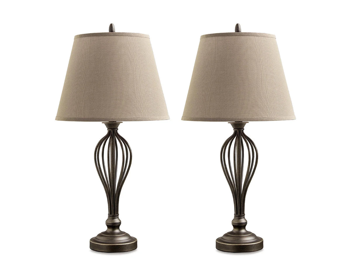 Antique Bronze Metal Table Lamp with USB-C Charging Port, Set of 2 Q94093