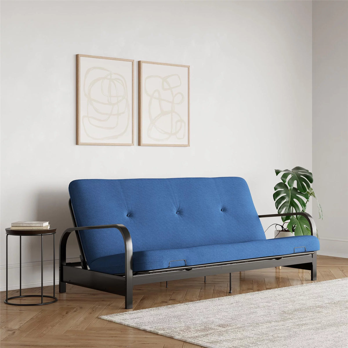 6-Inch Full Black Linen Futon Mattress M814
