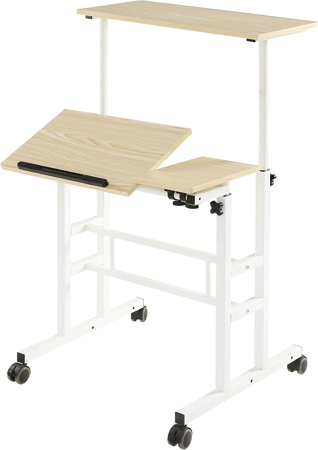 Light Grain Height Adjustable Mobile Standing Desk S57271