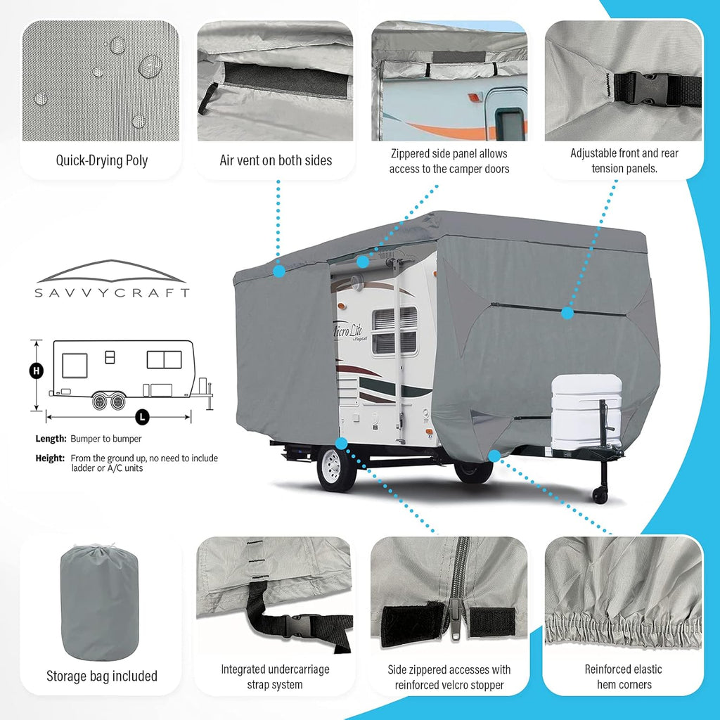 Travel Trailer RV Cover with Access Panels Fits 33'-35'L S80564