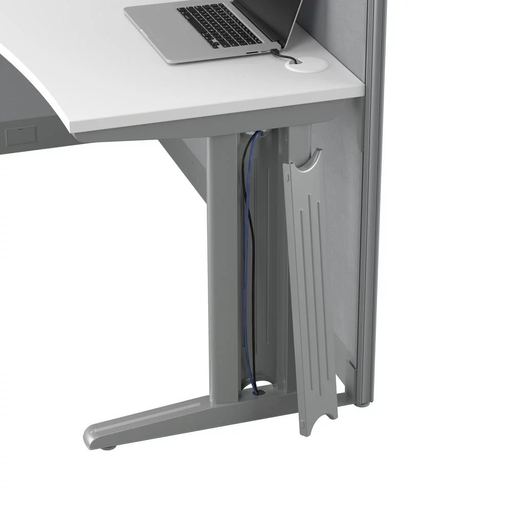2 Person Cubicle Desk Set in Pure White Engineered Wood U3766